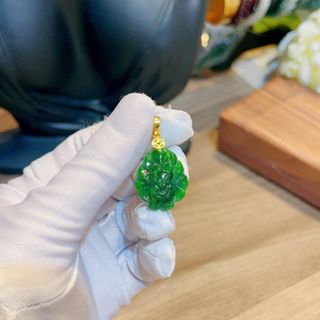 MẶT DÂY CHUYỀN HỒ LY NGỌC CẨM THẠCH THIÊN NHIÊN CHÚA DÒNG VIP CỰC MẠNH MÓC VÀNG TÂY 10 KARA - THẮNG GIANG