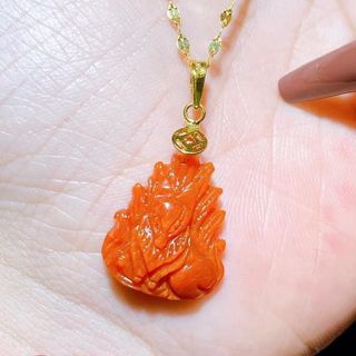 MẶT DÂY CHUYỀN HỒ LY CHÚA CẨM THẠCH HUYẾT THIÊN NHIÊN MÓC VÀNG TÂY 10 KARA - THẮNG GIANG
