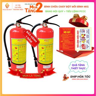 [ Tặng bộ nội quy + tiêu lệnh ] Combo 2 bình chữa cháy 4Kg bột ABC, bình chữa cháy gia đình , hộ kinh doanh vừa và nhỏ..