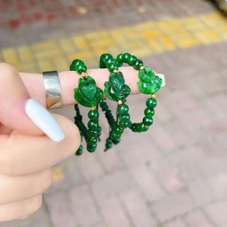 VÒNG TAY HỒ LY NGỌC CẨM THẠCH SƠN THỦY THIÊN NHIÊN TẾT DÂY BI XI VÀNG - THẮNG GIANG