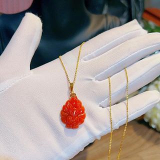 MẶT DÂY CHUYỀN HỒ LY NGỌC CẨM THẠCH THIÊN NHIÊN CHÚA DÒNG VIP CỰC MẠNH MÓC VÀNG TÂY 10 KARA - THẮNG GIANG