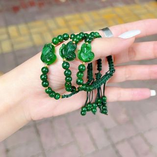 VÒNG TAY HỒ LY NGỌC CẨM THẠCH SƠN THỦY THIÊN NHIÊN TẾT DÂY BI XI VÀNG - THẮNG GIANG