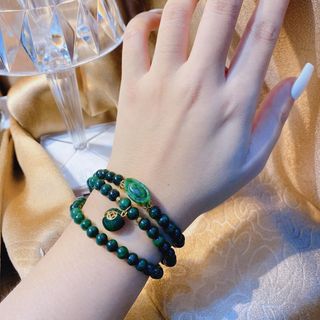 VÒNG TAY TÚI TIỀN NGÂN LƯỢNG NGỌC CẨM THẠCH SƠN THỦY THIÊN NHIÊN BỌC VÀNG TÂY 10 KARA ( CÓ THẺ HÓA ĐƠN ) - THẮNG GIANG