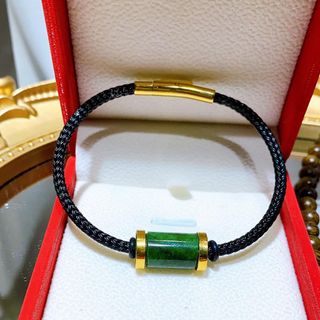 VÒNG TAY LU THỐNG NGỌC CẨM THẠCH SƠN THỦY THIÊN NHIÊN BỌC VÀNG TÂY 10 KARA - THẮNG GIANG