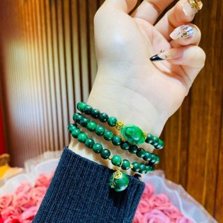 VÒNG TAY TÚI TIỀN NGÂN LƯỢNG NGỌC CẨM THẠCH SƠN THỦY THIÊN NHIÊN BỌC VÀNG TÂY 10 KARA ( CÓ THẺ HÓA ĐƠN ) - THẮNG GIANG