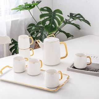 BỘ BÌNH TRÀ GỐM SỨ VIỀN VÀNG SANG TRỌNG