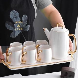 BỘ BÌNH TRÀ GỐM SỨ VIỀN VÀNG SANG TRỌNG