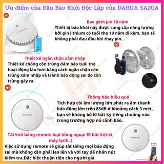 Cảm biến khói độc lập, đầu báo khói dùng pin kết nối wifi , độ chính xác cao, tuổi thọ pin 10 năm dùng cho gia đình ..vv