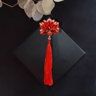 Ghim cài áo hình hoa sen thiết kế riêng kết thủ công 8cm thời trang cao cấp dành cho nữ