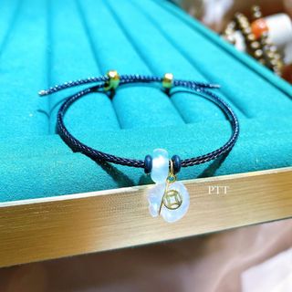 VÒNG TAY TÚI TIỀN ĐÁ NGỌC THIÊN NHIÊN BỌC VÀNG TÂY 10 KARA - THẮNG GIANG
