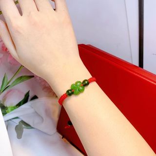 VÒNG TAY CỎ BỐN LÁ NGỌC BÍCH TẾT DÂY CHỈ MAY MẮN - THẮNG GIANG