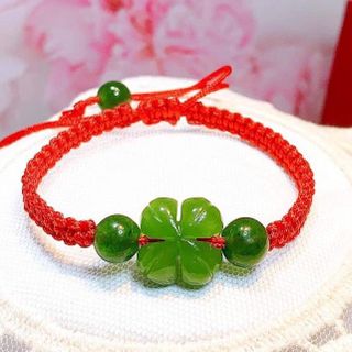 VÒNG TAY CỎ BỐN LÁ NGỌC BÍCH TẾT DÂY CHỈ MAY MẮN - THẮNG GIANG