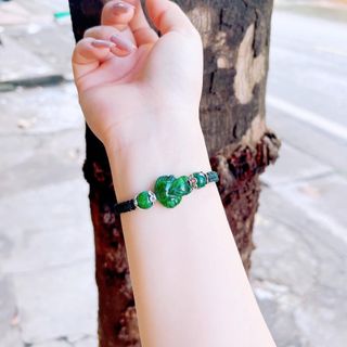 VÒNG TAY HỒ LY NGỌC CẨM THẠCH SƠN THỦY ỐP BẠC TA TẾT DÂY - THẮNG GIANG
