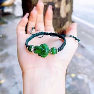 VÒNG TAY HỒ LY NGỌC CẨM THẠCH SƠN THỦY ỐP BẠC TA TẾT DÂY - THẮNG GIANG