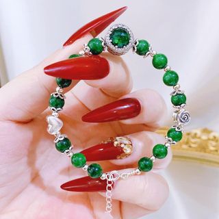 VÒNG TAY NGỌC SƠN THỦY PHỐI CHARM BẠC TA CAO CẤP - THẮNG GIANG