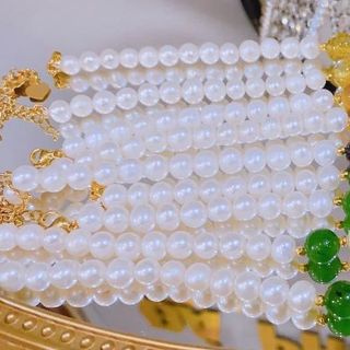 VÒNG TAY NGỌC TRAI NUÔI THIÊN NHIÊN GẮN ĐÁ PHONG THỦY - THẮNG GIANG