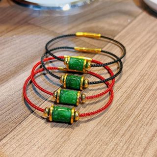 VÒNG TAY LU THỐNG NGỌC CẨM THẠCH THIÊN NHIÊN BỌC VÀNG TÂY 10 KARA CÓ THẺ HÓA ĐƠN - THẮNG GIANG