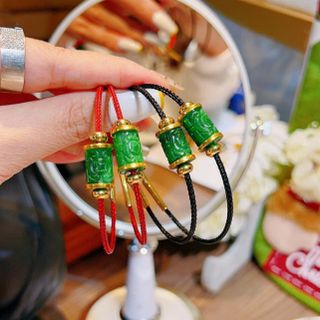 VÒNG TAY LU THỐNG NGỌC CẨM THẠCH THIÊN NHIÊN BỌC VÀNG TÂY 10 KARA CÓ THẺ HÓA ĐƠN - THẮNG GIANG