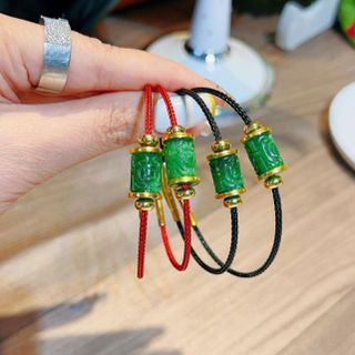 VÒNG TAY LU THỐNG NGỌC CẨM THẠCH THIÊN NHIÊN BỌC VÀNG TÂY 10 KARA CÓ THẺ HÓA ĐƠN - THẮNG GIANG