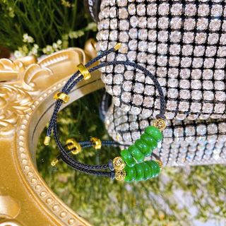 VÒNG TAY NGŨ ĐIẾU NGỌC CẨM THẠCH PHỐI CHARM KIM TIỀN VÀNG TÂY 10 KARA CÓ THẺ HÓA ĐƠN - THẮNG GIANG