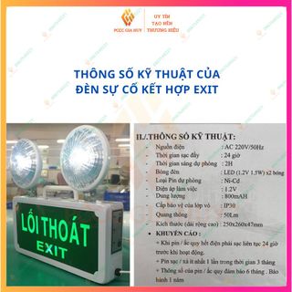 Đèn sự cố khẩn cấp , đèn chiếu sáng kết hợp biển EXIT thoát nạn - thiết bị pccc GIA HUY