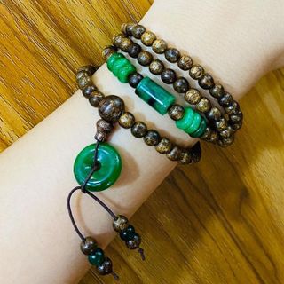 VÒNG TAY TRẦM HƯƠNG TỐC THIÊN NHIÊN PHỐI LU THỐNG ĐỒNG ĐIẾU NGỌC CẨM THẠCH SƠN THỦY - THẮNG GIANG