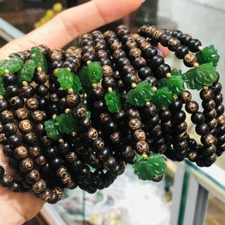 VÒNG TAY TRẦM SÁNH PHỐI SEN NGỌC BÍCH THIÊN NHIÊN - THẮNG GIANG