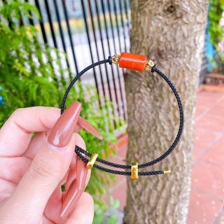 LẮC TAY LU THỐNG NGỌC CẨM THẠCH HUYẾT THIÊN NHIÊN PHỐI BI KIM TIỀN VÀNG TÂY 10 KARA - THẮNG GIANG