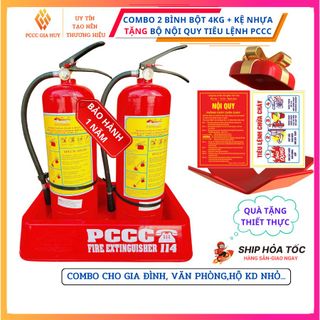 Bình cứu hỏa ,combo 2 bình chữa cháy +1 kệ đôi , tặng kèm bộ nội quy tiêu lệnh ,dùng cho văn phòng , hộ kinh doanh nhỏ.
