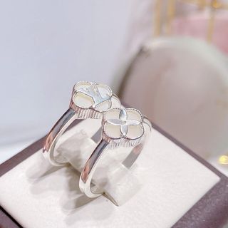 NHẪN CỎ BỐN LÁ ĐÍNH CHỮ BẠC TA CAO CẤP - THẮNG GIANG