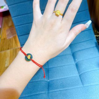 VÒNG TAY ĐỒNG ĐIẾU GẮN CHARM MÈO THẦN TÀI VÀNG TA 24K CÓ THẺ HÓA ĐƠN - THẮNG GIANG