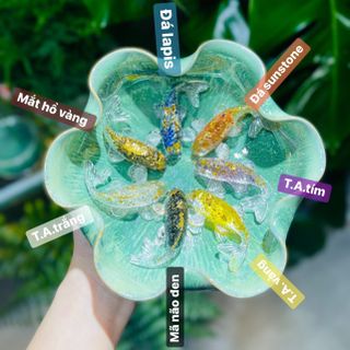 COMBO 10 CHÚ CÁ ĐÁ VỤN THIÊN NHIÊN MÀU HỖN HỢP THẢ BÁT BAN THẦN TÀI TỤ LỘC - THẮNG GIANG