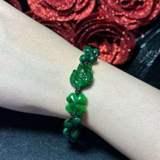 VÒNG TAY HỒ LY CỎ BỐN LÁ NGỌC CẨM THẠCH SƠN THỦY THIÊN NHIÊN TẾT HẠT - THẮNG GIANG