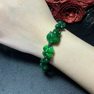 VÒNG TAY HỒ LY CỎ BỐN LÁ NGỌC CẨM THẠCH SƠN THỦY THIÊN NHIÊN TẾT HẠT - THẮNG GIANG