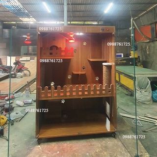 Chuồng Mèo 2 Tầng, Nhà Mèo Bằng Gỗ MDF Chống Ẩm Kháng Nước