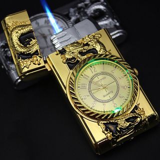 BẬT LỬA KHÈ ĐỒNG HỒ HÌNH RỒNG CÓ ĐÈN LED - XÀI GAS