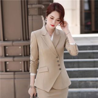 Bộ Vest Nữ 02 LỚP  SV06 sang trọng,quý phái Ôm gọn vàng Kaki