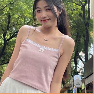 Áo hai dây phối ren đính nơ