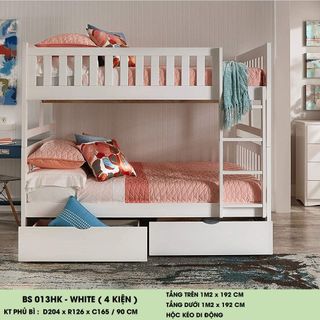Giường tầng trẻ em có hộc kéo 1.2m x 1.93m xuất khẩu | Mã: BF 013HK | Giường Tầng DAV