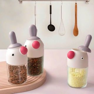Hũ đựng gia vị đẹp có kèm thìa - Lọ thủy tinh đựng gia vị kèm muỗng dung tích 250ML