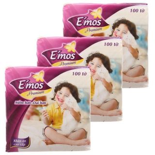 Khăn Giấy Ăn E'Mos Premium cao cấp 100 tờ
