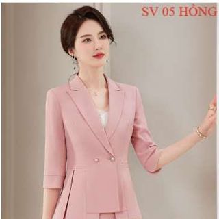 Bộ Vest Nữ 02 LỚP SV 05 phong cách Hàn Quốc sang trọng,quý phái Tay ngắn