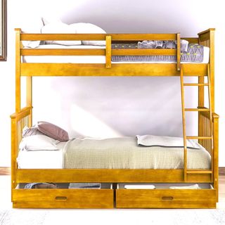 Giường hai tầng có hộc kéo 1m - 1.4M x 1.93m xuất khẩu | Mã: BF 128 | Giường Tầng DAV