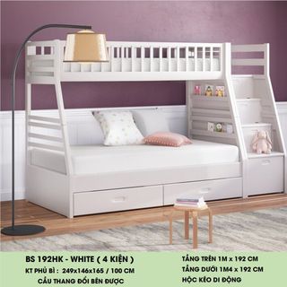 Giường tầng trẻ em có hộc kéo 1.4m  x 1.93m  xuất khẩu | Mã: BF 192 | Giường Tầng DAV giá sỉ
