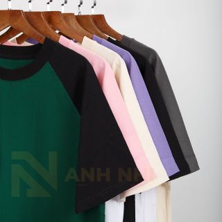 Áo Thun Trơn, Áo Thun Cổ Tròn, Áo Thun Tay Ngắn, Áo Thun Cotton Oversize Raglan 100%