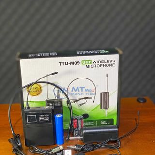 Micro Không Dây Đeo Tai TTD M09 UHF Dùng Cho Amply Loa Kéo, Mixer Loa Trợ Giảng 1 Kênh