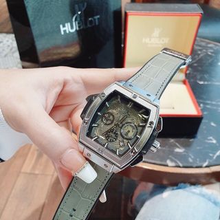 ĐỒNG HỒ NAM TRUNG CẤP HUB MẶT CHONOGRAP CHỮ NHẬT DÂY DA 2