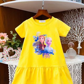 Đầm Thun Cotton Tay Con Elsa Anna