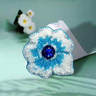 Ghim Cài Áo Hình Hoa Xanh 8cm Thiết Kế Riêng Làm Thủ Công Bằng Tay Thời Trang Cao Cấp Dành Cho Nữ