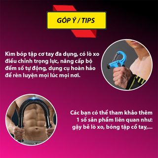 Kìm bóp luyện cơ tay, có lò xo tăng giảm trọng lực, tích hợp bộ đếm số tự động, dụng cụ tập tay tại nhà